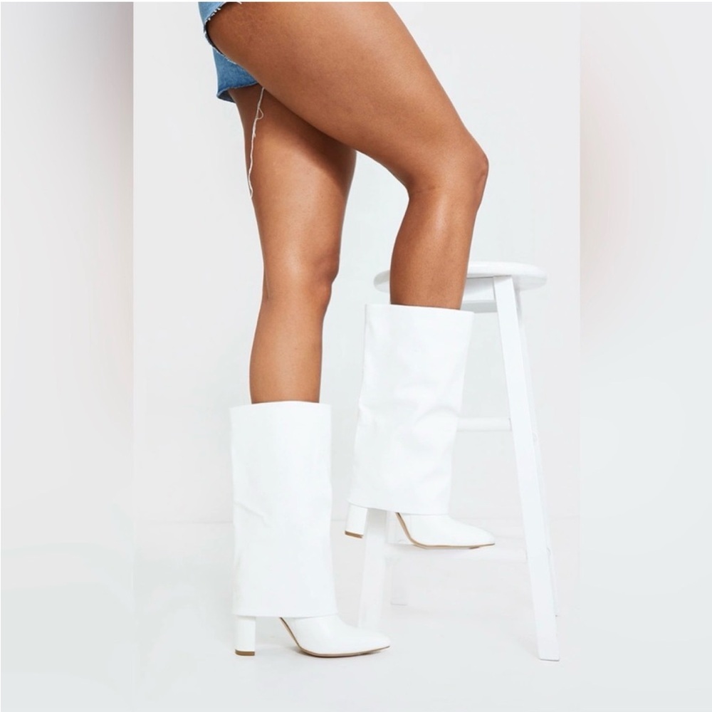 PrettyLittleThing | White Foldover Boots